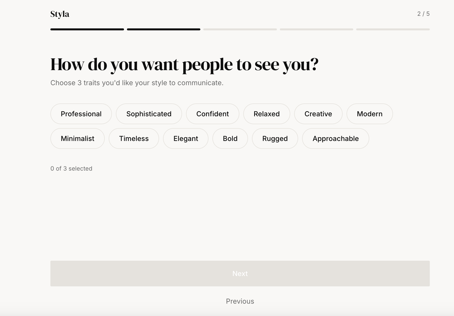 Pick your style traits