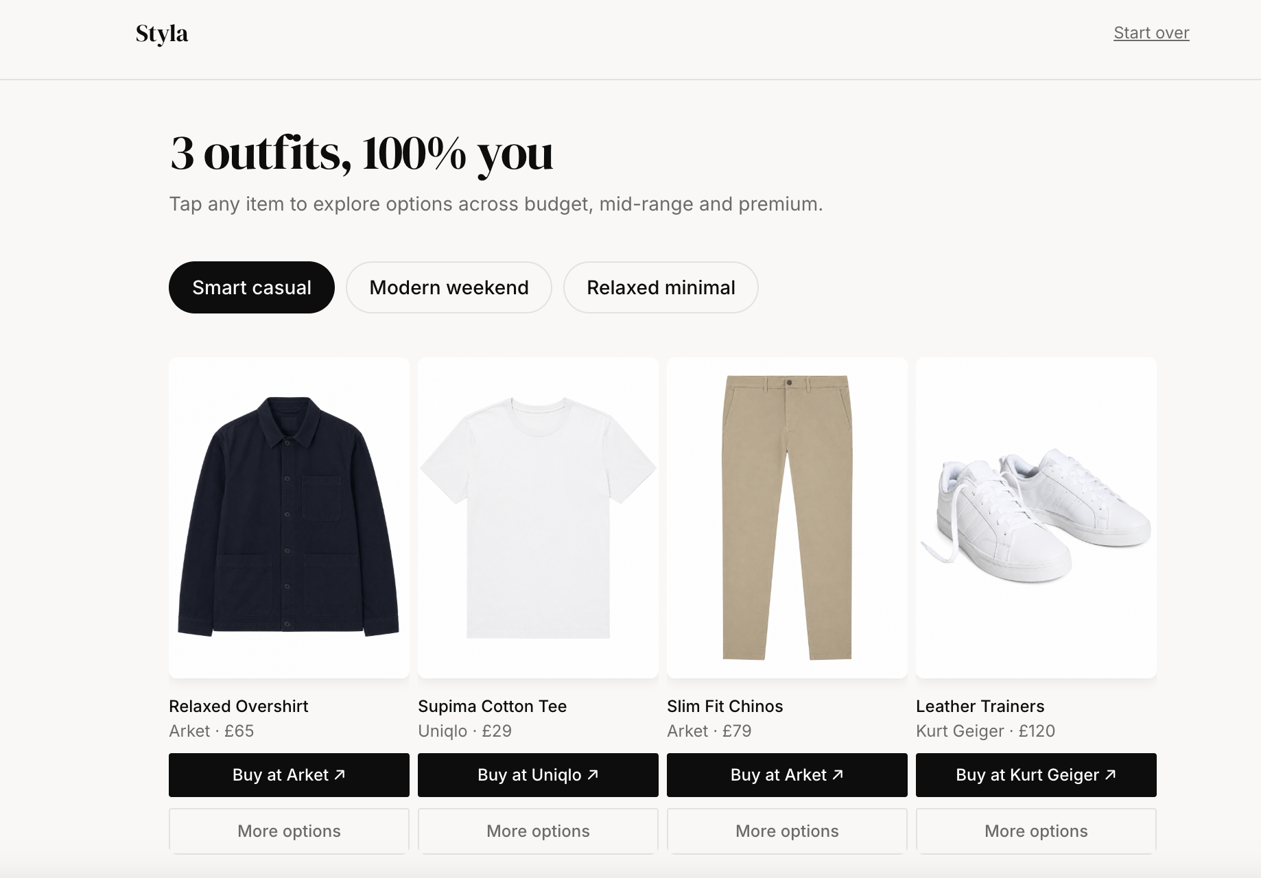 Get 3 complete outfits